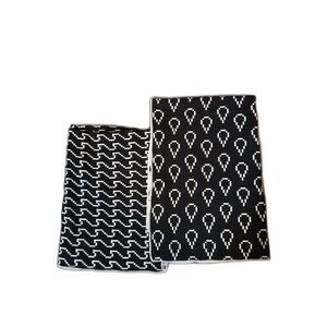 New Area Ware Bit Map woven Wave & Drop Dish Tea Towels black white